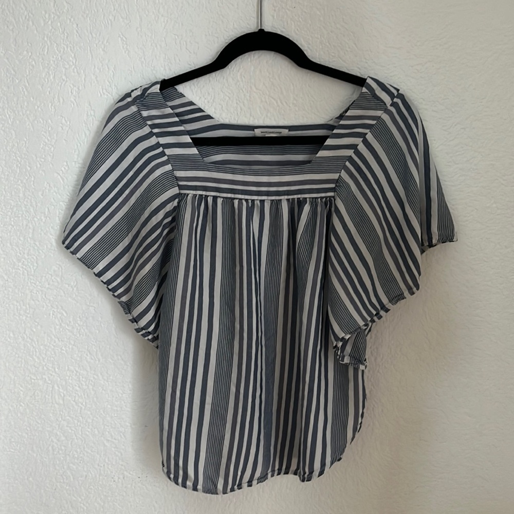 Beach Lunch Lounge Blue and White Striped Shirt